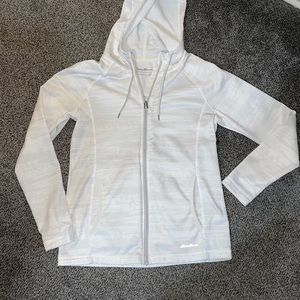 Eddie Bauer, white & gray hoodie, size small
